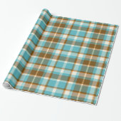 Tartan Patroon5 Turquoise en Gold ID210 Cadeaupapier (Uitgerold)