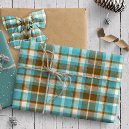 Tartan Patroon5 Turquoise en Gold ID210 Cadeaupapier