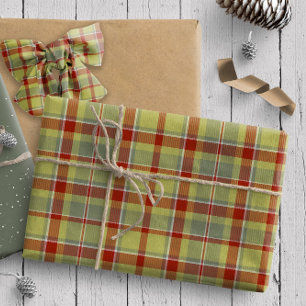 Tartan Patroon7 Olijf Groen en Rood ID210 Cadeaupapier