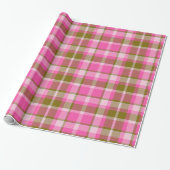Tartan Patroon9 Hot Roze en Olijf ID210 Cadeaupapier (Uitgerold)