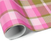Tartan Patroon9 Hot Roze en Olijf ID210 Cadeaupapier (Rol Hoek)