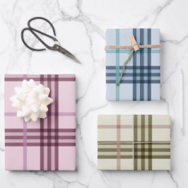 Tartan Patroon Blauw Roze Groen kerstcadeau Inpakpapier Vel