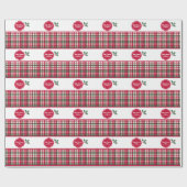 Tartan patroon en hulst gepersonaliseerde kerst cadeaupapier (Vlak)
