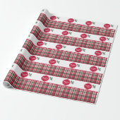 Tartan patroon en hulst gepersonaliseerde kerst cadeaupapier (Uitgerold)