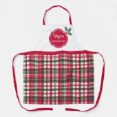 Tartan patroon en hulst kerst chef Schort (Voorkant)