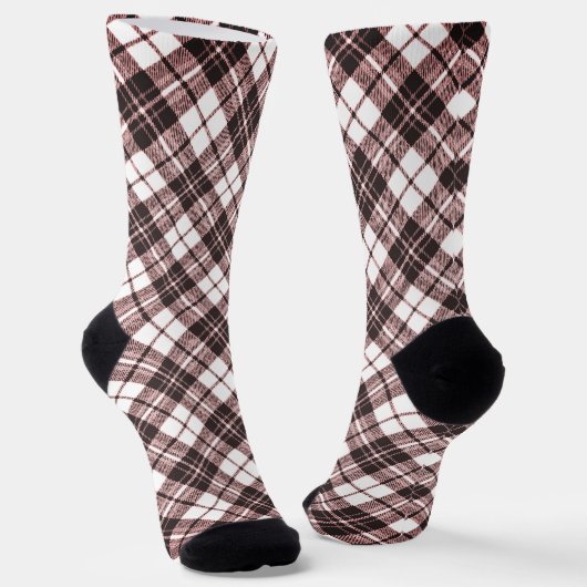 Tartan patroon feestdagen Kerstbruin roos Sokken (Gebogen)