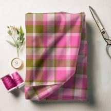 Tartan Patroon Hot Pink en Olijf ID210