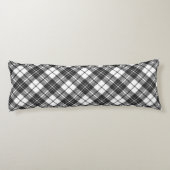 Tartan patroon Kerstmis zwart wit Monogram Lichaamskussen (Achterkant)