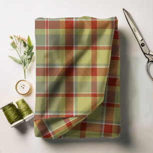Tartan Patroon Olijfgroen en rood ID210 Stof