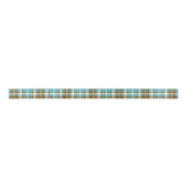 Tartan Patroon Turquoise en Gold ID210 Satijnen Lint (Voorkant)