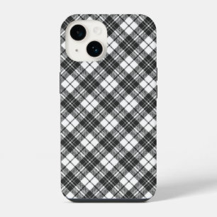Tartan patroon vakanties Kerstmis zwart wit iPhone 14 Hoesje