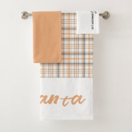 tartan patroon wit grijs wit naam bad handdoek