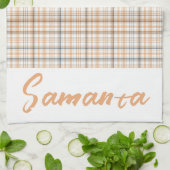 tartan patroon wit grijs wit naam theedoek (Gevouwen)