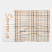 tartan patroon wit grijs wit naam theedoek (Horizontaal)