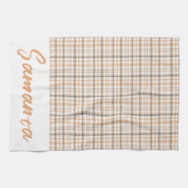 tartan patroon wit grijs wit naam theedoek