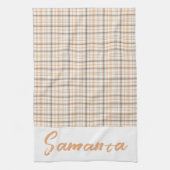 tartan patroon wit grijs wit naam theedoek (Verticaal)