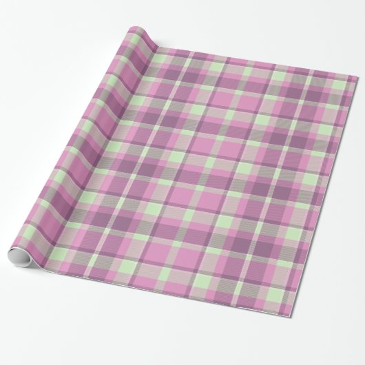 Tartan Pattern1 Plum en Soft Green ID210 Cadeaupapier (Uitgerold)