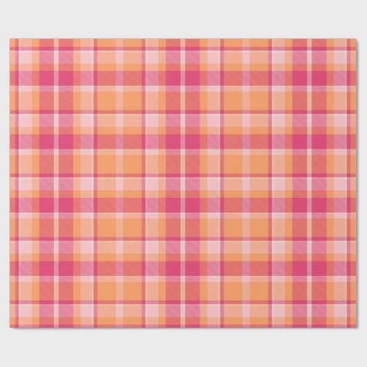 Tartan Pattern2 Oranje en roze ID210 Cadeaupapier (Vlak)