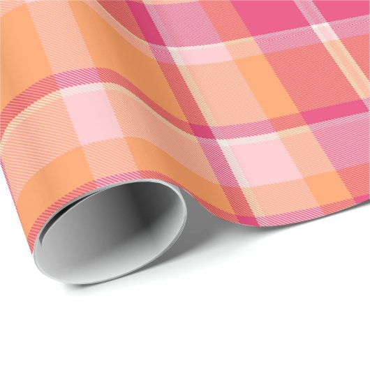 Tartan Pattern2 Oranje en roze ID210 Cadeaupapier (Rol Hoek)