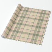 Tartan Pattern8 Zacht Sage en Roos Roze ID210 Cadeaupapier (Uitgerold)