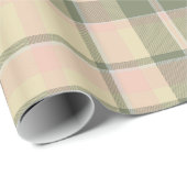 Tartan Pattern8 Zacht Sage en Roos Roze ID210 Cadeaupapier (Rol Hoek)