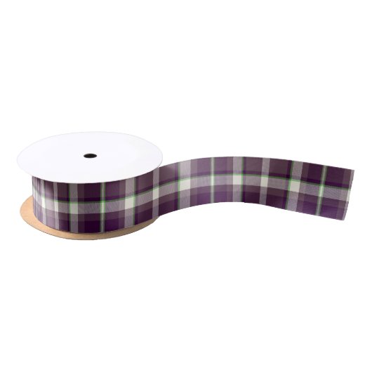 Tartan Pattern Eggplant en Green ID210 Satijnen Lint (Spoel)