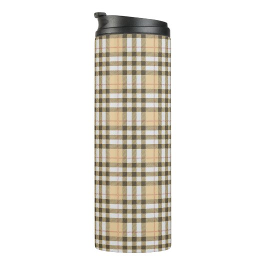 Tartan Pattern Fabric Thermal Tumbler Thermosbeker (Geroteerd rechts)