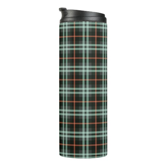 Tartan Pattern Fabric Thermal Tumbler Thermosbeker (Geroteerd rechts)