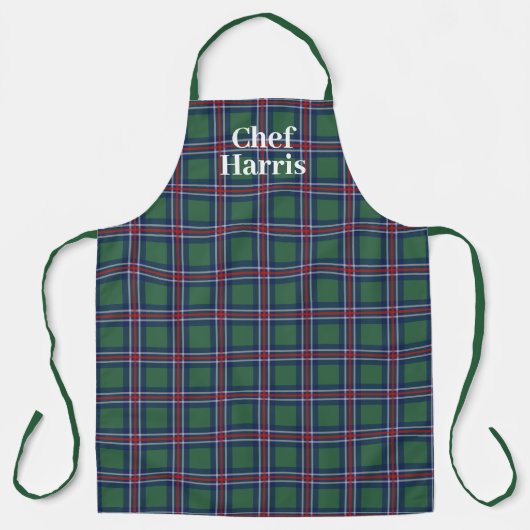 Tartan pattern kitchen apron for men and women schort (Voorkant)