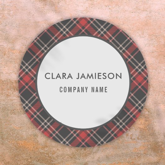 Tartan Pattern Plaid Bedrijfsnaam Ronde Sticker
