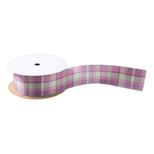 Tartan Pattern Plum en Soft Green ID210 Satijnen Lint