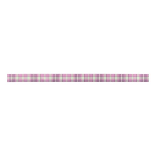 Tartan Pattern Plum en Soft Green ID210 Satijnen Lint (Voorkant)