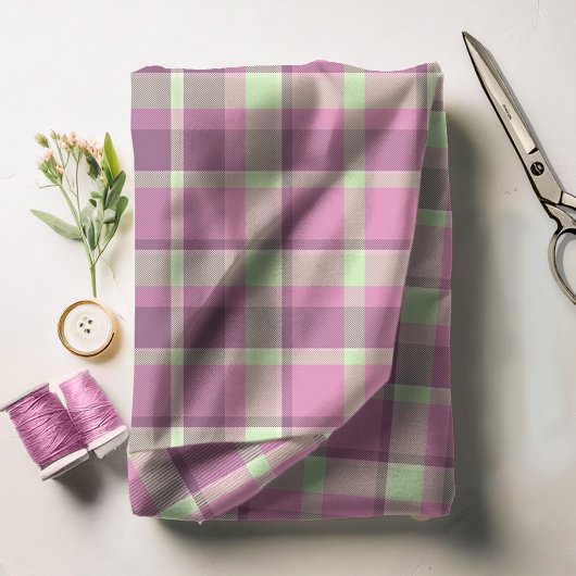 Tartan Pattern Plum en Soft Green ID210 Stof