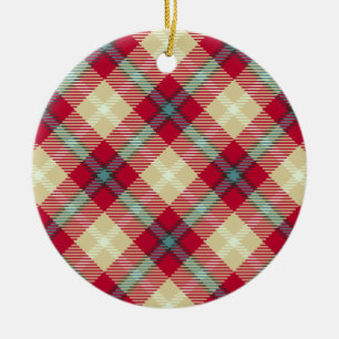 Tartan Pattern Pset Design Xmas Holiday Keramisch Ornament