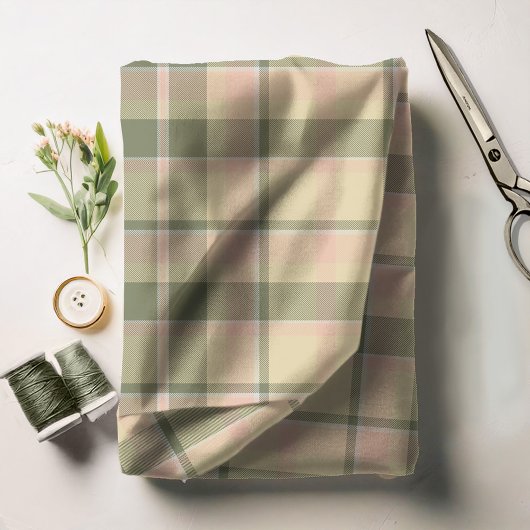 Tartan Pattern Soft Sage en Roos Roze ID210 Stof