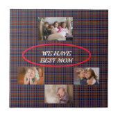 Tartan Plaid Best Mom Freestyle Font Tegeltje (Voorkant)