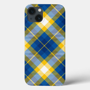 Tartan Plaid Blauw Geel Case-Mate iPhone Case