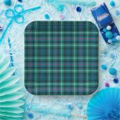Tartan Plaid Blauw Groen Rood Kerstfeest Papieren Bordje (Feest)
