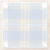Tartan Plaid Blue and Yellow Glass Drinks Coaster Glazen Onderzetter (Achterkant)