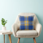 Tartan Plaid Blue and Yellow Throw Cushion Kussen (Stoel)