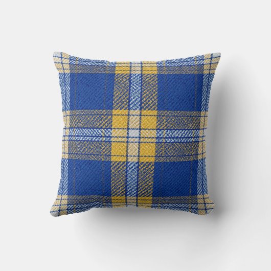 Tartan Plaid Blue and Yellow Throw Cushion Kussen (Achterkant)
