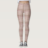 Tartan Plaid Bourgondië Tan Pink | LEGGINGS