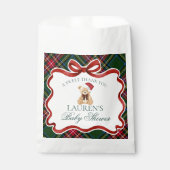 Tartan Plaid Christmas Bear Baby Shower Dessert Bedankzakje (Voorkant)