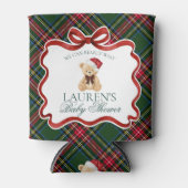 Tartan Plaid Christmas Bear Baby Shower Favor Blikjeskoeler (Voorkant)