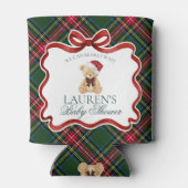 Tartan Plaid Christmas Bear Baby Shower Favor Blikjeskoeler (Achterkant)