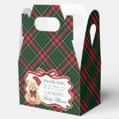 Tartan Plaid Christmas Bear Baby Shower Favor Box Bedankdoosjes (Geopend)