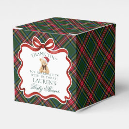 Tartan Plaid Christmas Bear Baby Shower Favor Box Bedankdoosjes