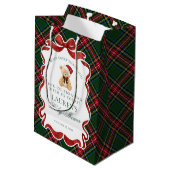 Tartan Plaid Christmas Bear Baby Shower Favors Medium Cadeauzakje (Achterkant Gekanteld)