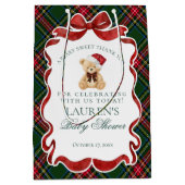 Tartan Plaid Christmas Bear Baby Shower Favors Medium Cadeauzakje (Voorkant)