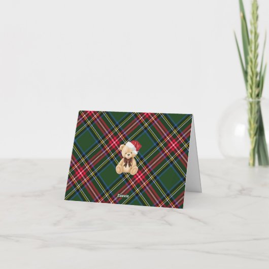 Tartan Plaid Christmas Bear Baby Thank You Card Bedankkaart (Achterkant)